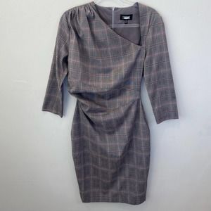 Alexia Admor Sheath Dress plaid medium asymmetrical neckline